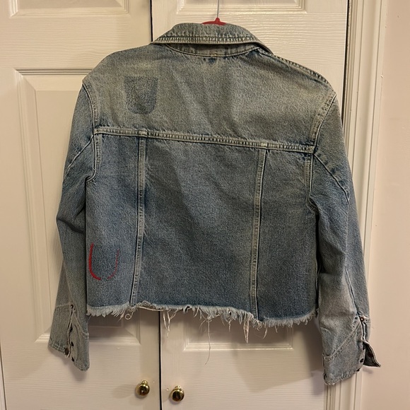 Free People Distressed Denim Jacket Small - Picture 2 of 7